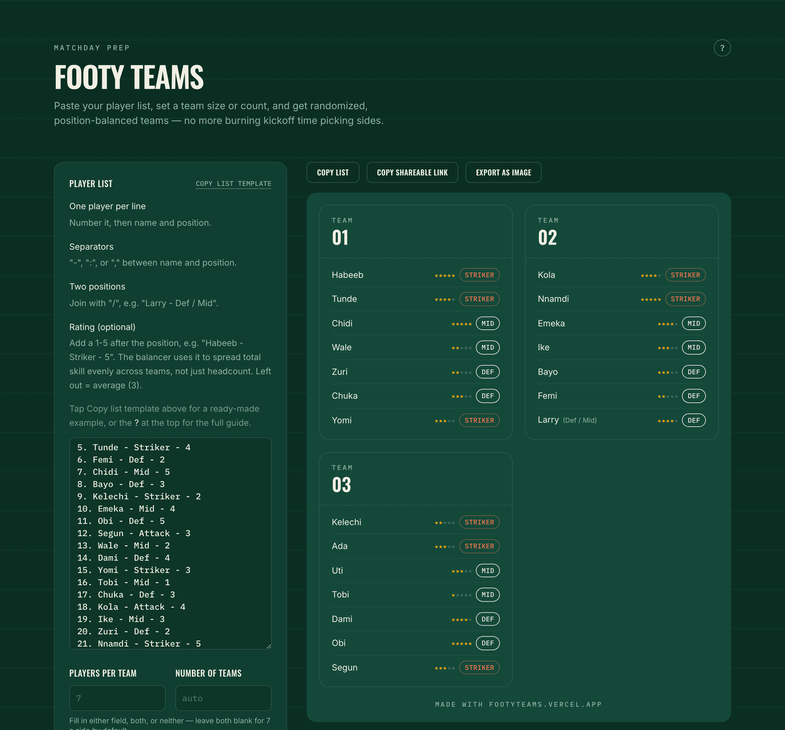 Footy Teams screenshot 2